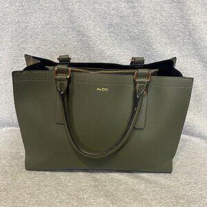 Aldo Hunter Green Handbag Purse Double Handles Zipper